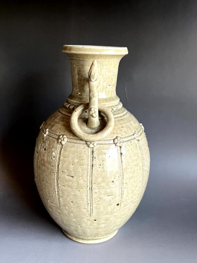 花瓶■壽山 珠光青磁不遊環花入 湧泉 淡々斎花押 花器 古美術 時代物 骨董品■