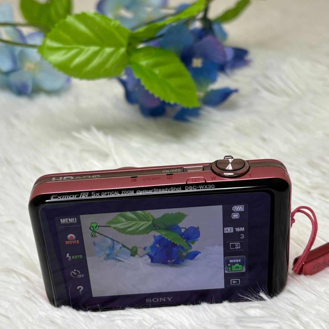 美品　SONY カメラ　DSC-WX30 充電器　箱　ピンク　コンデジ　動作品