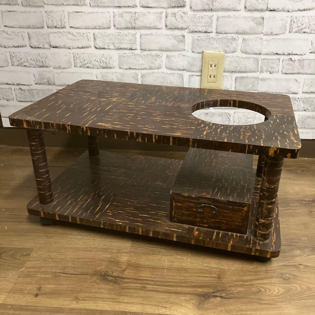 B-4 昭和レトロ 伝統工芸 樺細工風 ポットワゴン キャスター付 和家具