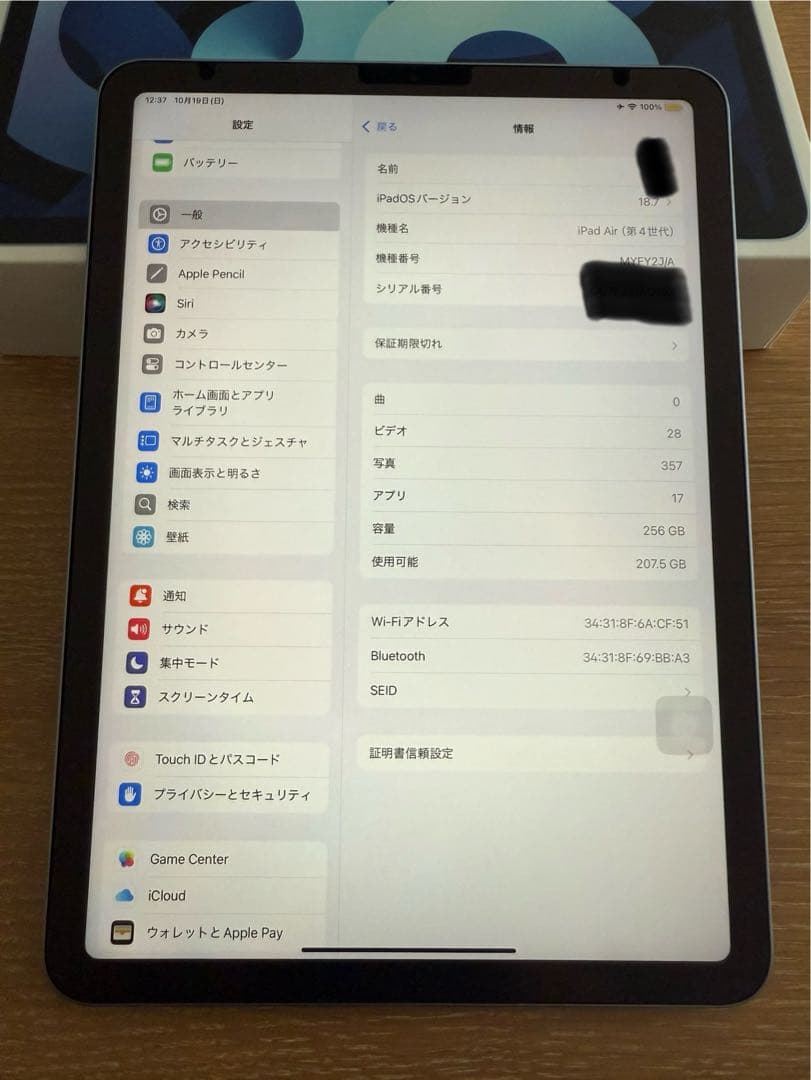 iPad Air (第4世代) Wi-Fi 256G スカイブルー