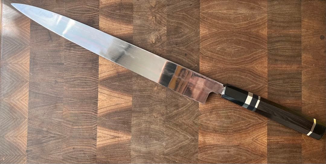 堺打刃物　水本焼　柳刃　尺一　包丁 　刺身　青鋼　水野鍛錬所　黒檀