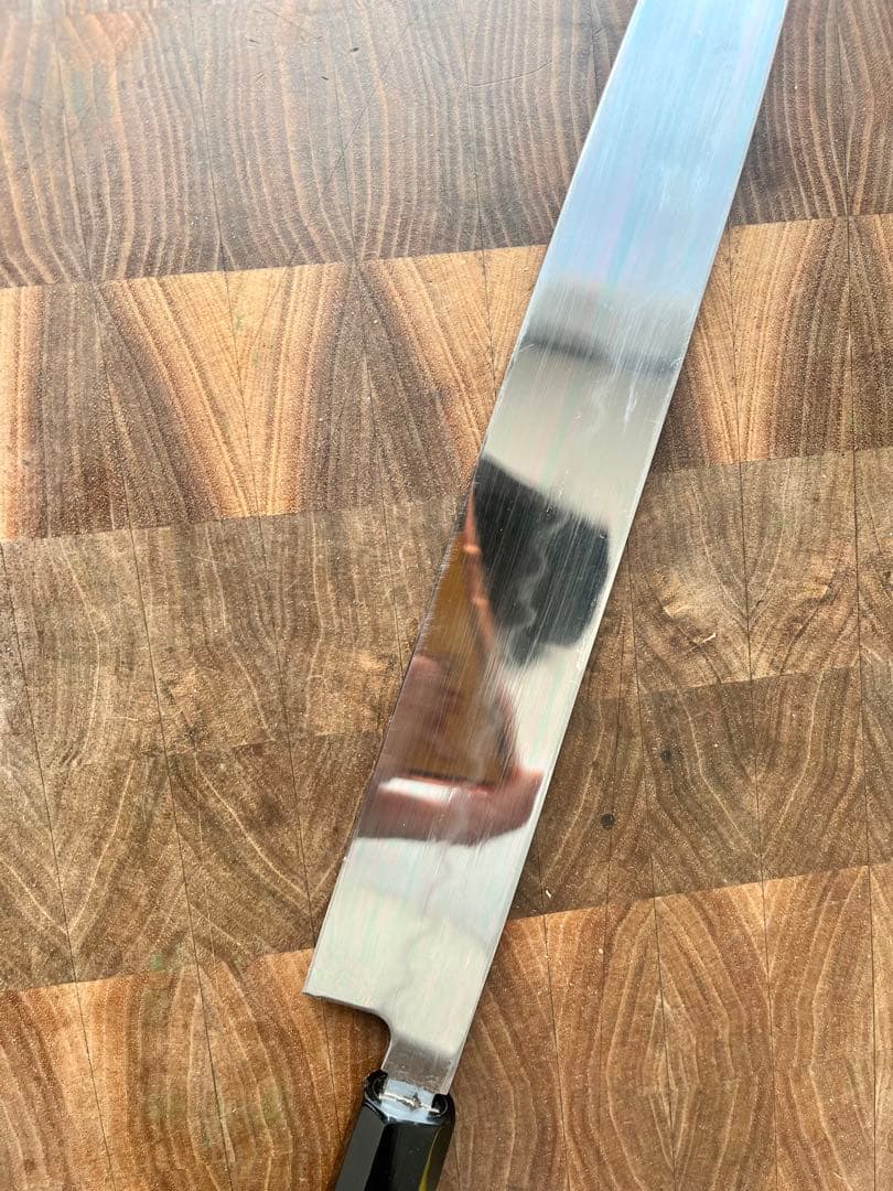 堺打刃物　水本焼　柳刃　尺一　包丁 　刺身　青鋼　水野鍛錬所　黒檀