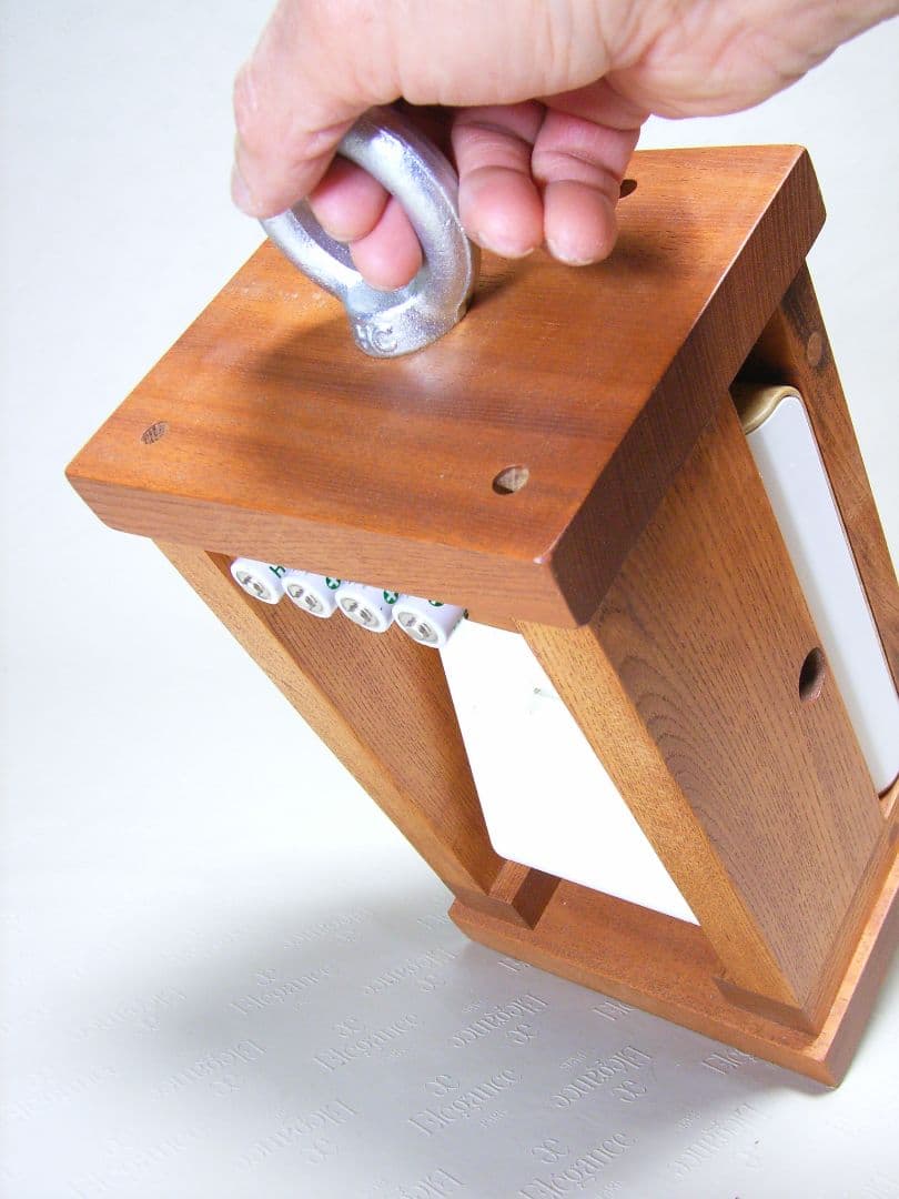 V012総欅板材M16アイボルト付電波目覚まし時計（カシオTQT−351NJ使用