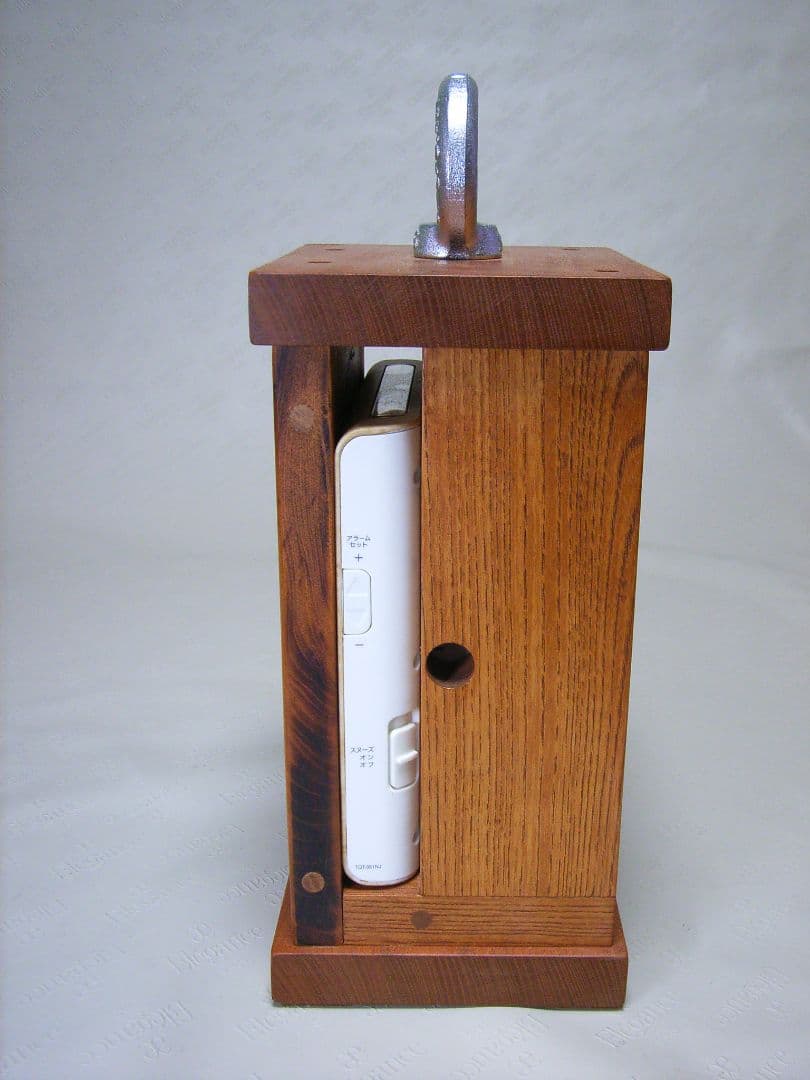 V012総欅板材M16アイボルト付電波目覚まし時計（カシオTQT−351NJ使用