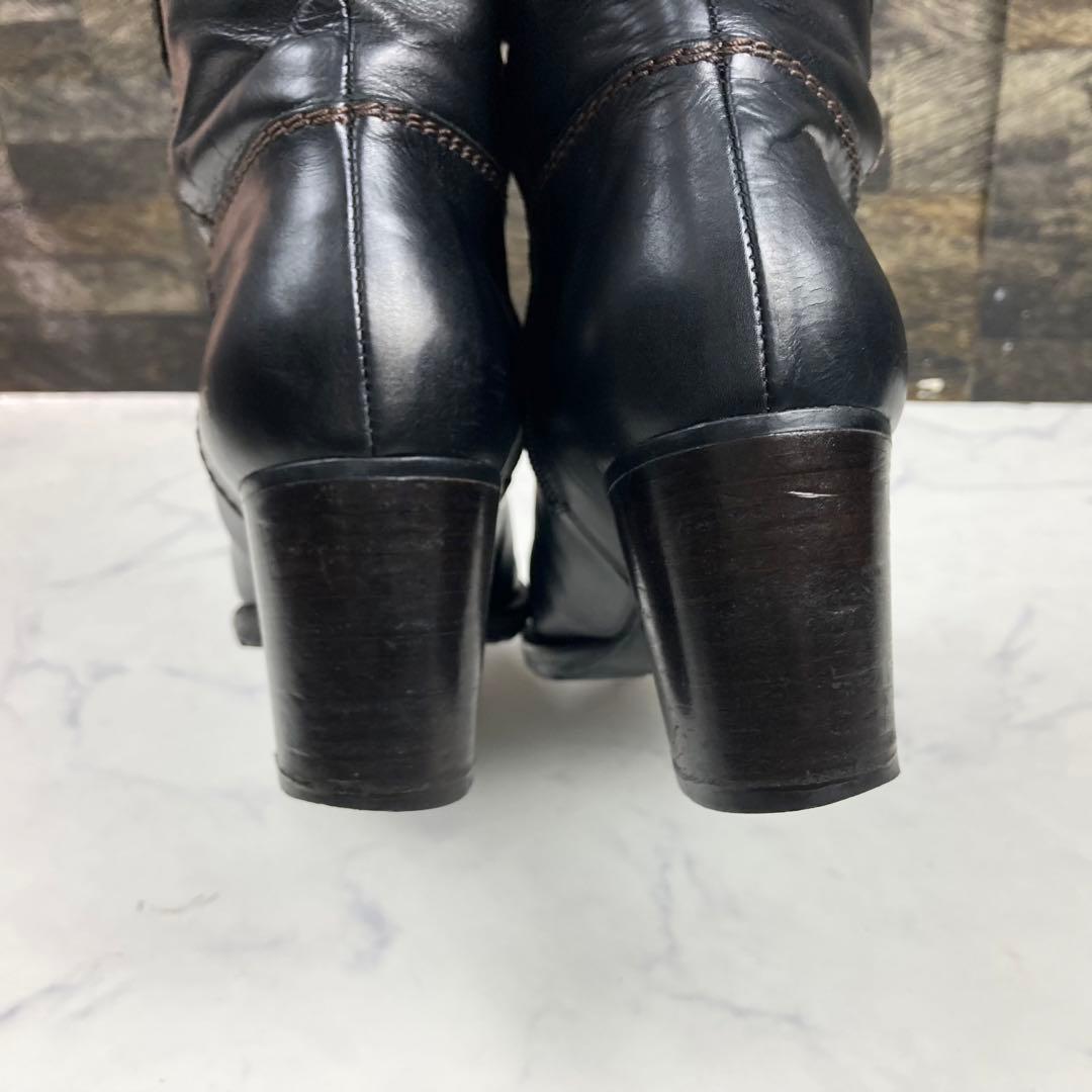 CHANEL ココマーク ムートンブーツ 黒 レザー