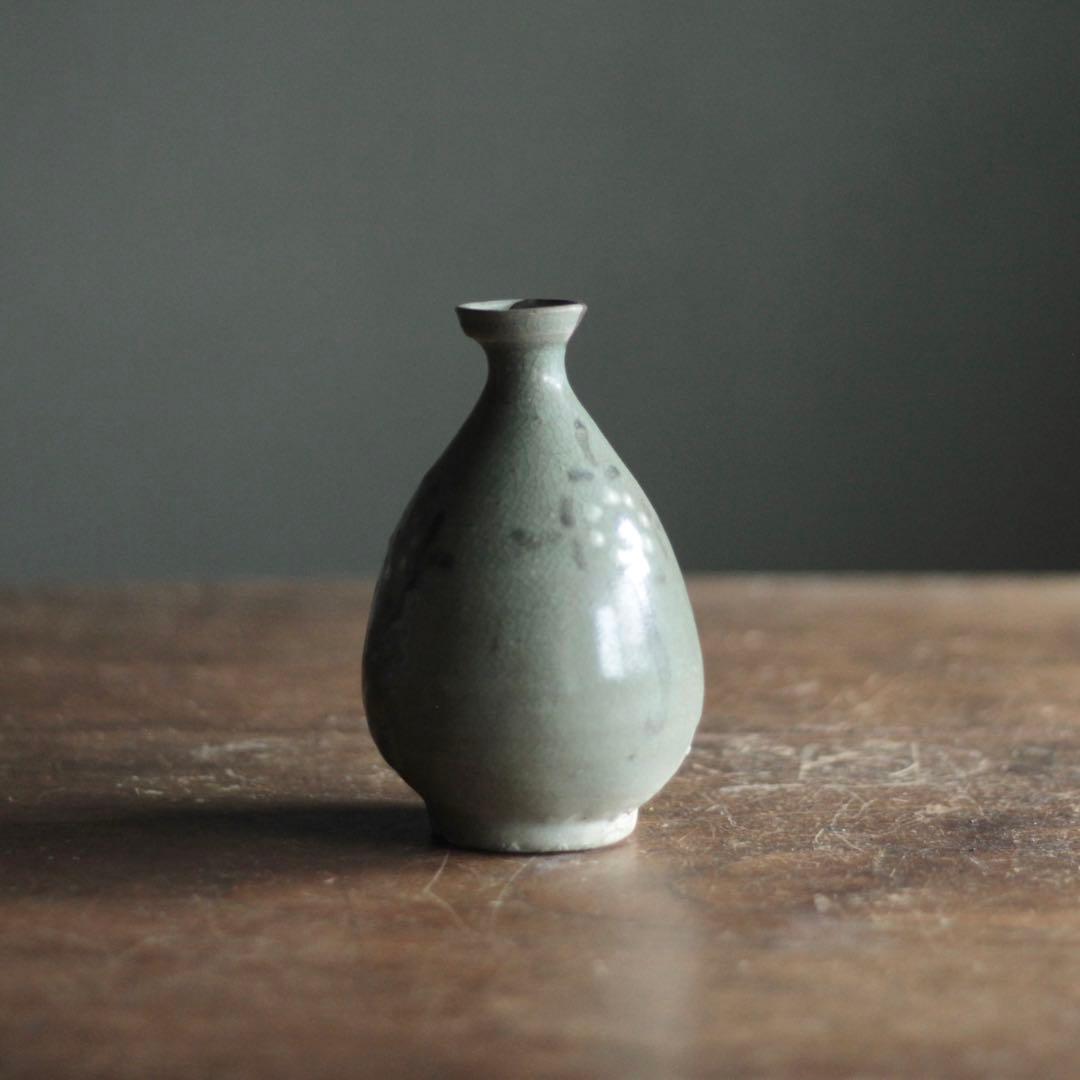 高麗青磁 白黒象嵌 徳利 酒器 古美術 古道具 アンティーク 朝鮮美術 高麗美術