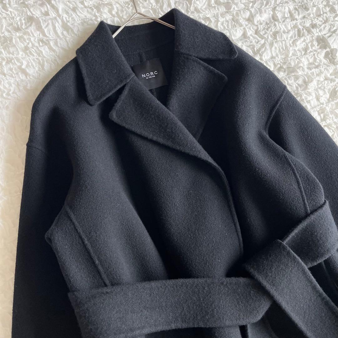 N.O.R.C ノーク ウールメルトンリバーコート ダブルフェイス ベルテッド