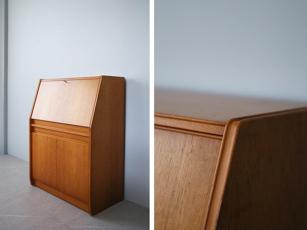 英国アンティークチーク古木ライティングビューロー/木製デスク/勉強机89-207