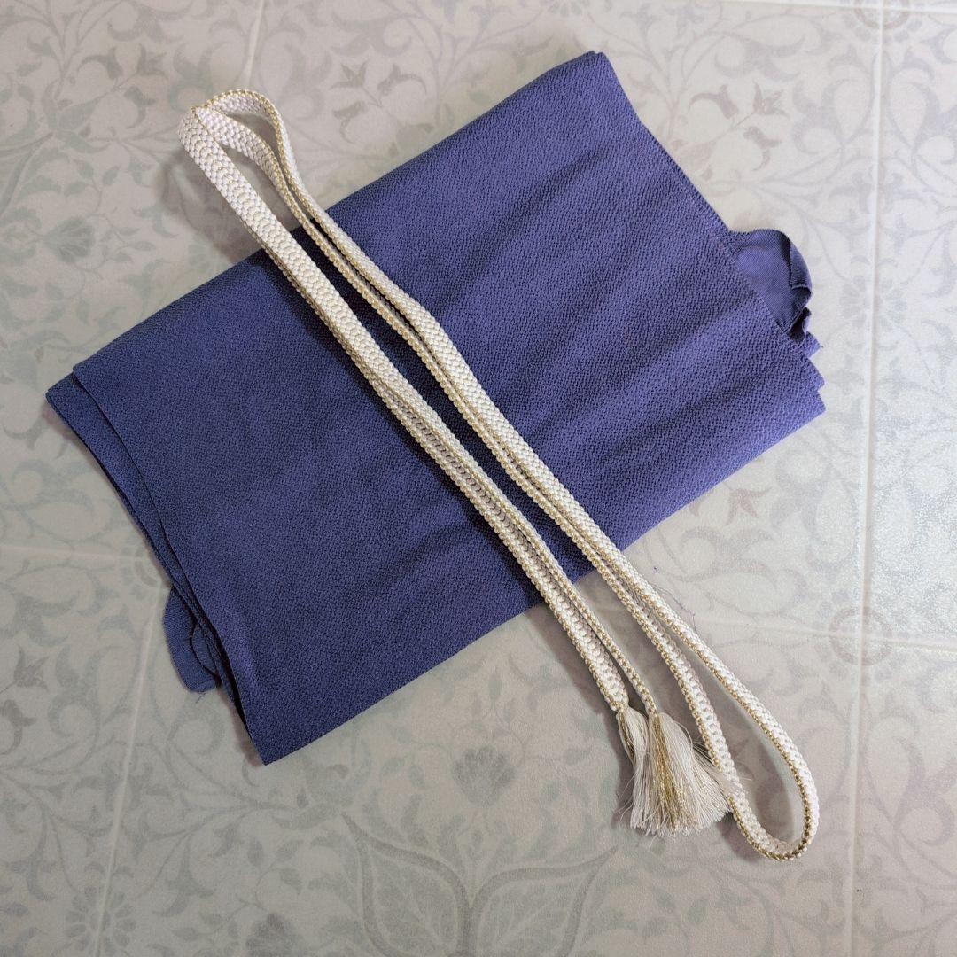 帯単品　正絹　青紫　トールサイズ　比翼仕立て　O5