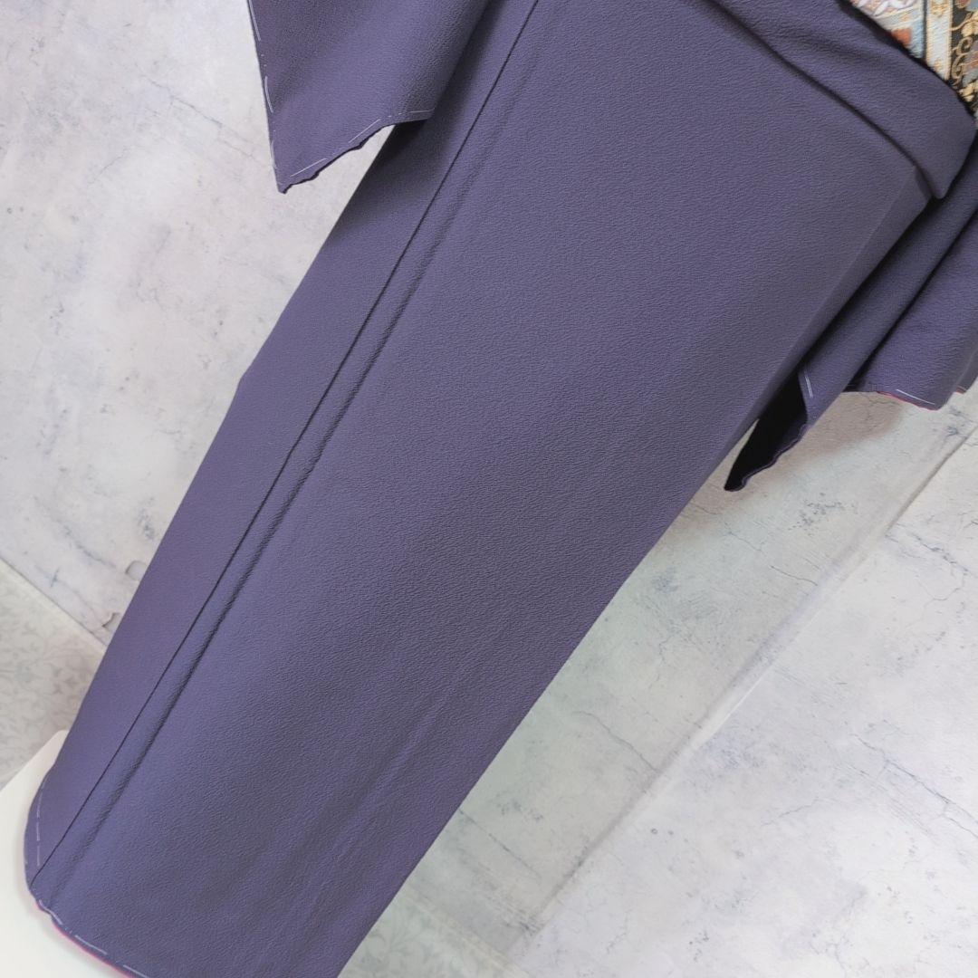 帯単品　正絹　青紫　トールサイズ　比翼仕立て　O5