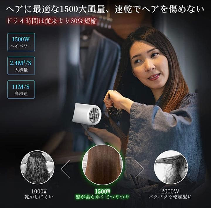 【新品未使用】ヘアドライヤー 無段階温度風量調節 ディスプレイ付き