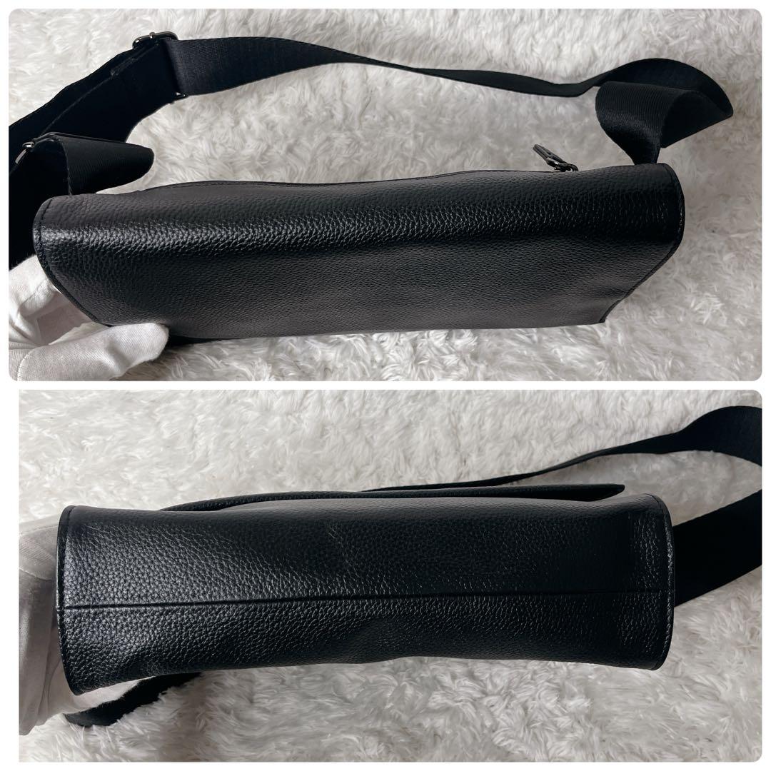 美品 イアパピヨネ ワイドテープ レザー ショルダーバッグ 本革 ブラック