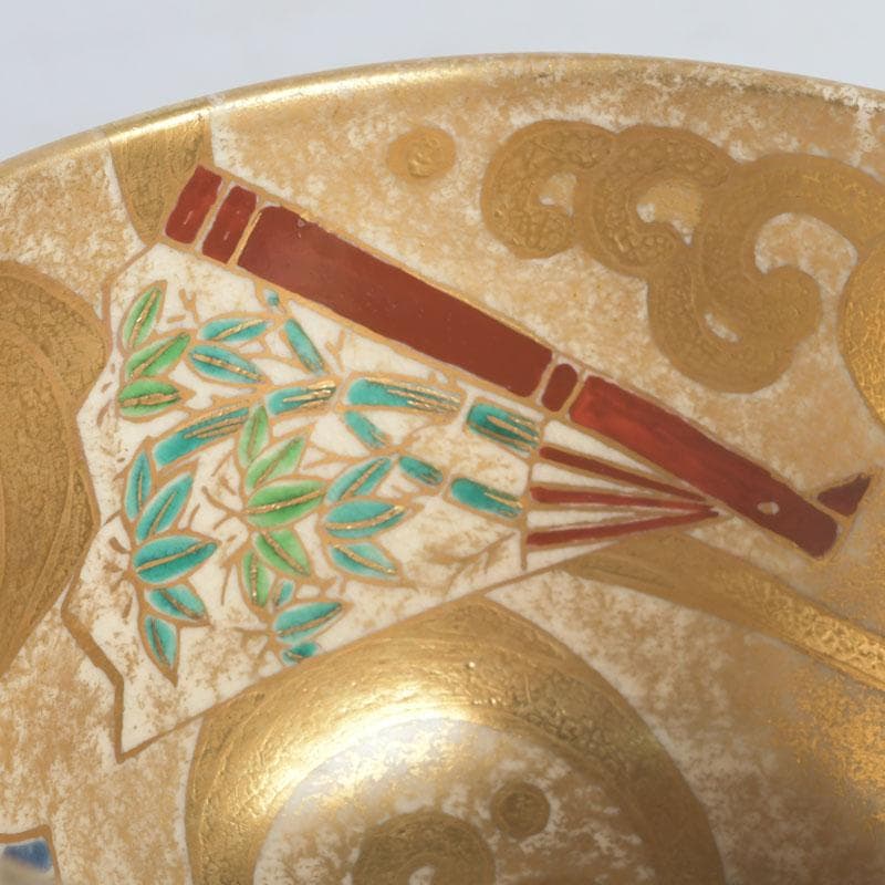 茶道具　京焼　上山善峰作　金砂子　扇面流茶碗　共箱　V　9825