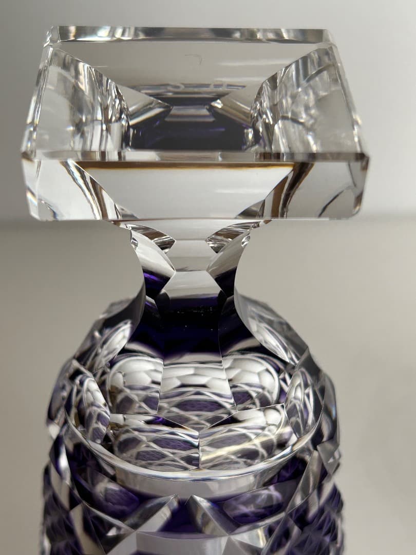 薩摩切子『紫被せ切子足付杯』(大友清三作)