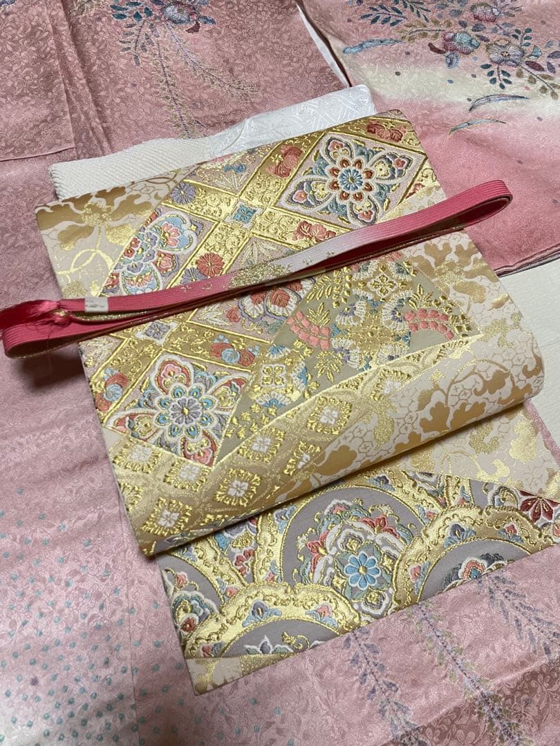 訪問着フルセット　辻ヶ花　絞り　地紋　金彩　トールサイズ　正絹　藤　金糸　箔