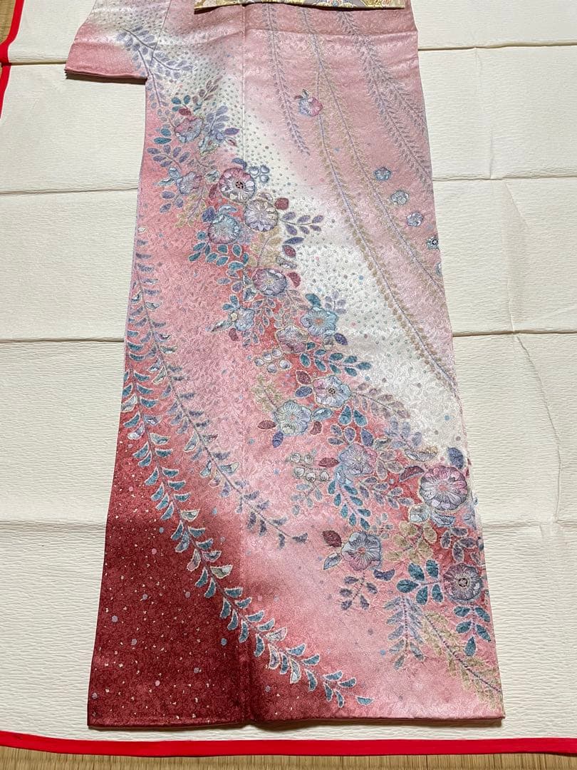 訪問着フルセット　辻ヶ花　絞り　地紋　金彩　トールサイズ　正絹　藤　金糸　箔