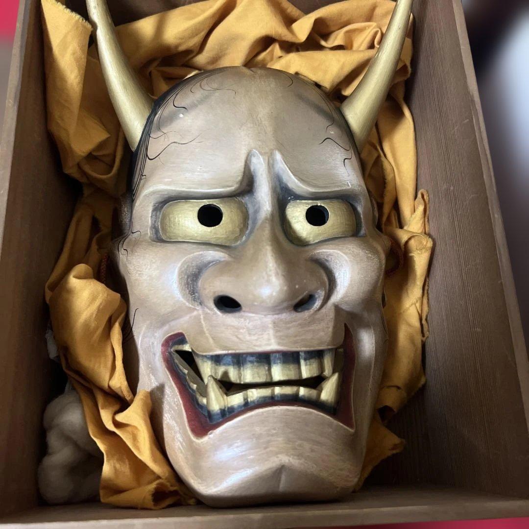 面打師 入江美法 作 木彫 彩色 能面 『 般若 』 合箱