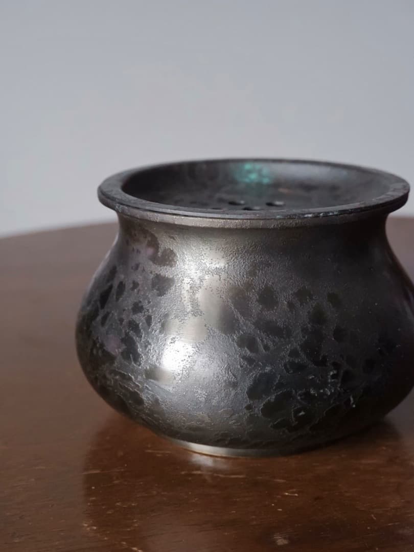 高岡銅器　銅製　瑞正　建水　茶こぼし　576g　茶道具　金属工芸　Q2343