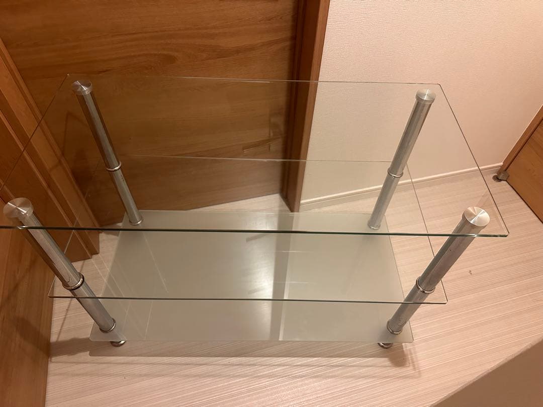 ガラス製3段シェルフ ミッドセンチュリー レトロモダン ポップ スペースエイジ