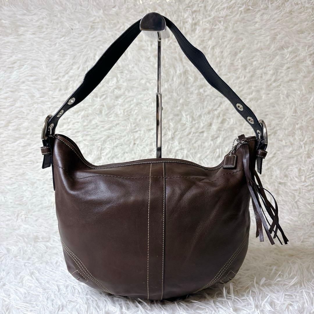 COACH ワンショルダーバッグ ホーボー ハーフムーン タッセル ブラウン