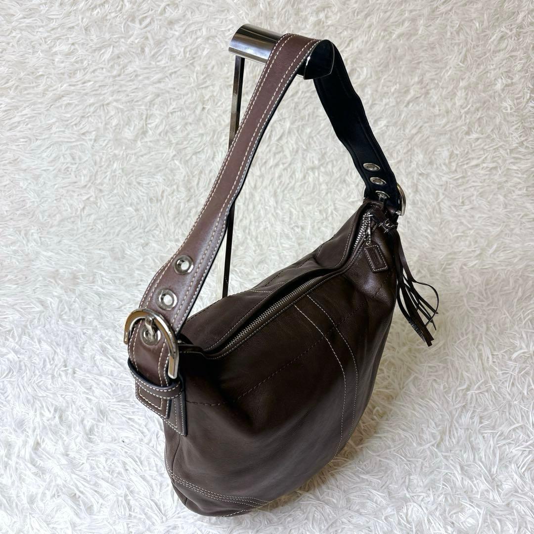 COACH ワンショルダーバッグ ホーボー ハーフムーン タッセル ブラウン