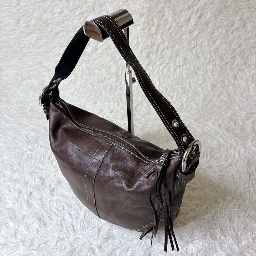 COACH ワンショルダーバッグ ホーボー ハーフムーン タッセル ブラウン