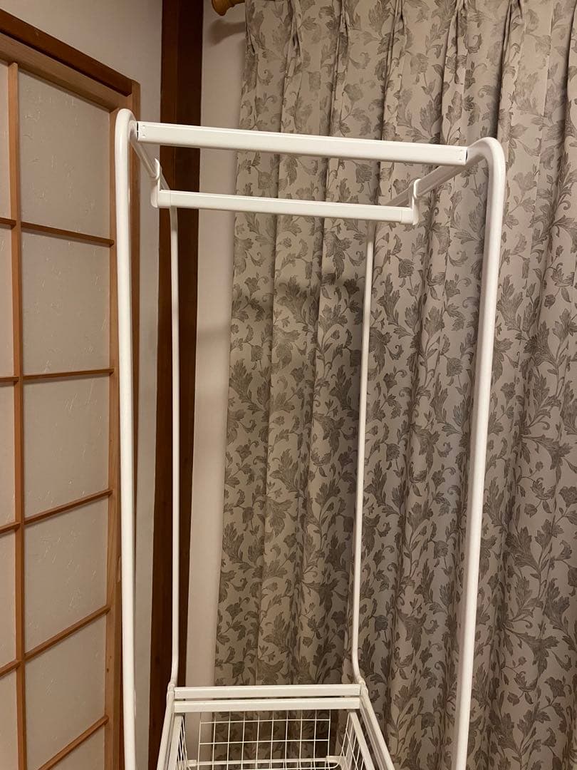 IKEA ALGOT ホワイト スチールラック 3段 ハンガー付き