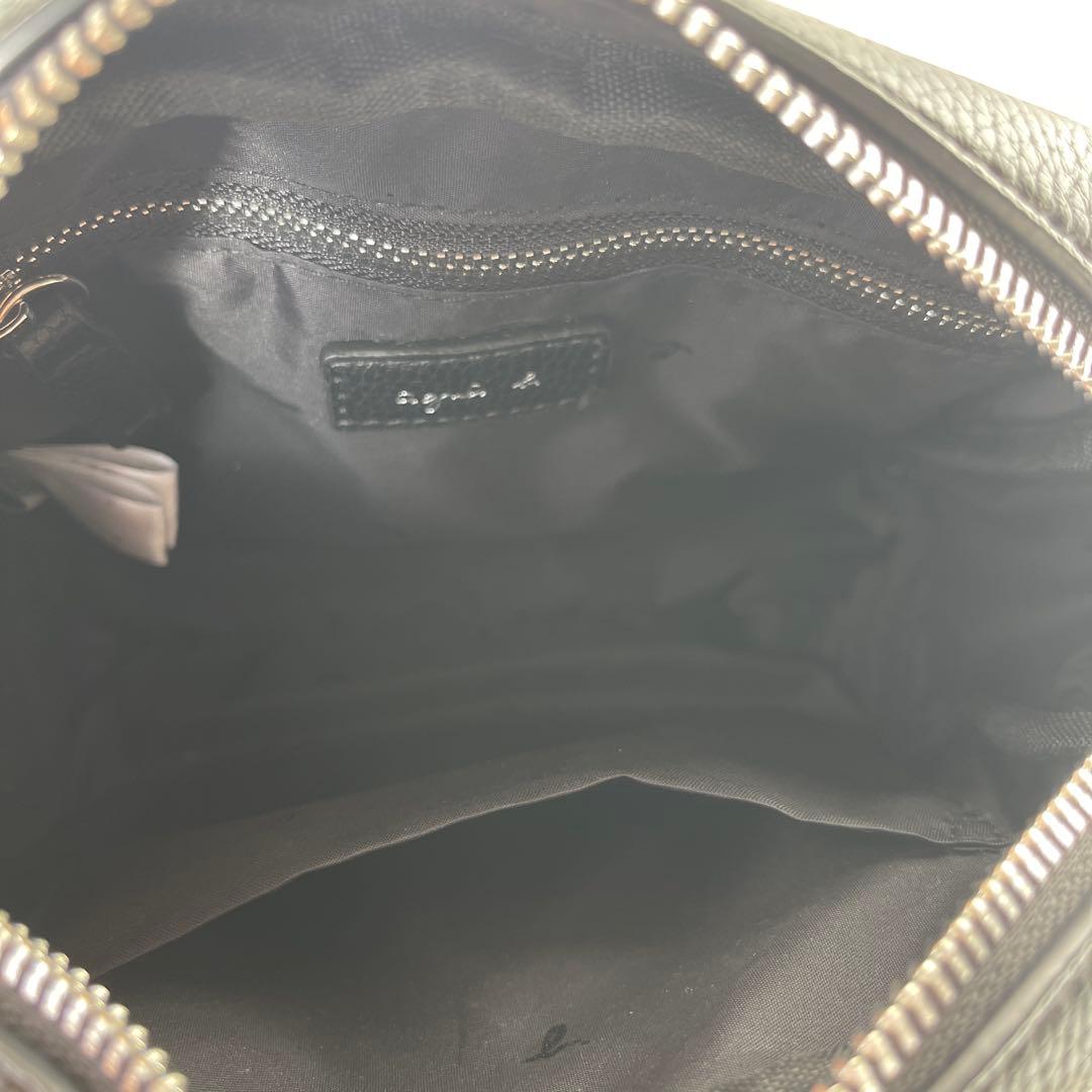 アニエスベー agnes.b ブラックレザーショルダーバッグ