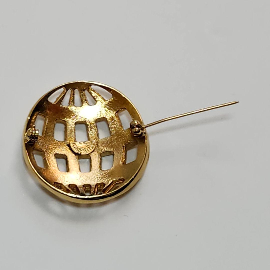 美品 CELINE セリーヌ ブローチ イタリア製 円形 ラウンド ゴールド