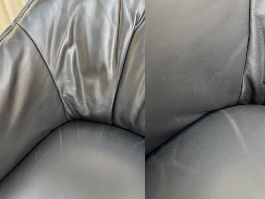 モダンスタイル　ラウンジチェア　① 本革張り　ミッドセンチュリー　シングルソファ