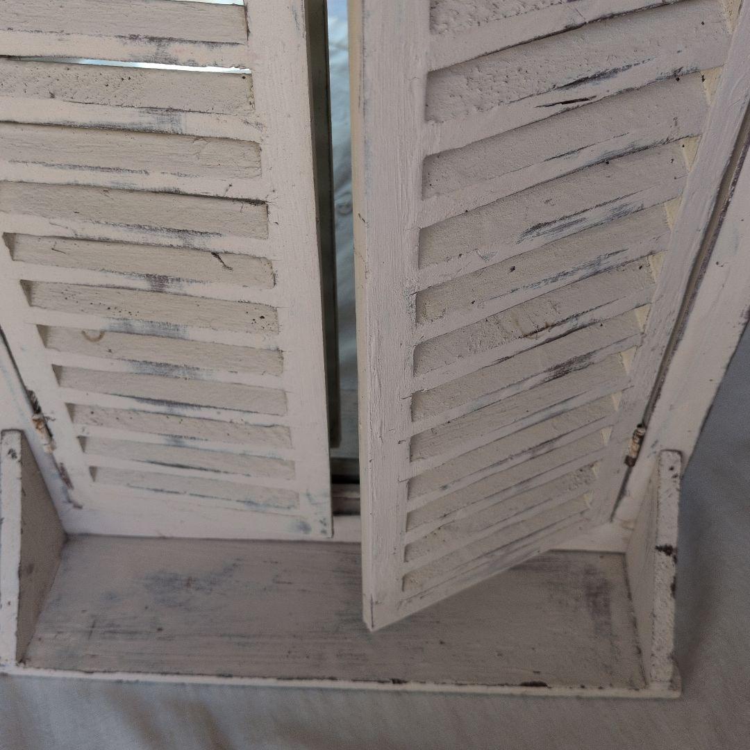 ルーバーミラー アンティーク調 ウォールミラー シャビー