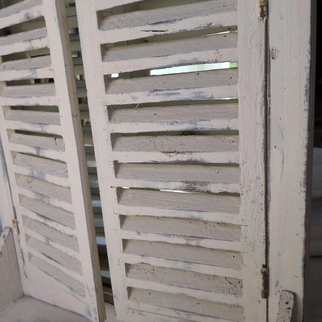 ルーバーミラー アンティーク調 ウォールミラー シャビー