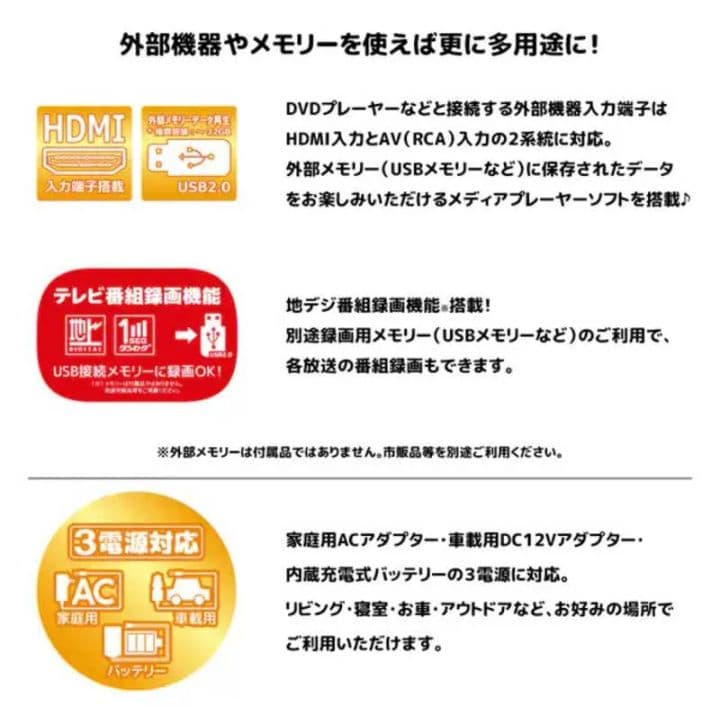 19インチ TVチューナー搭載DVDプレーヤー