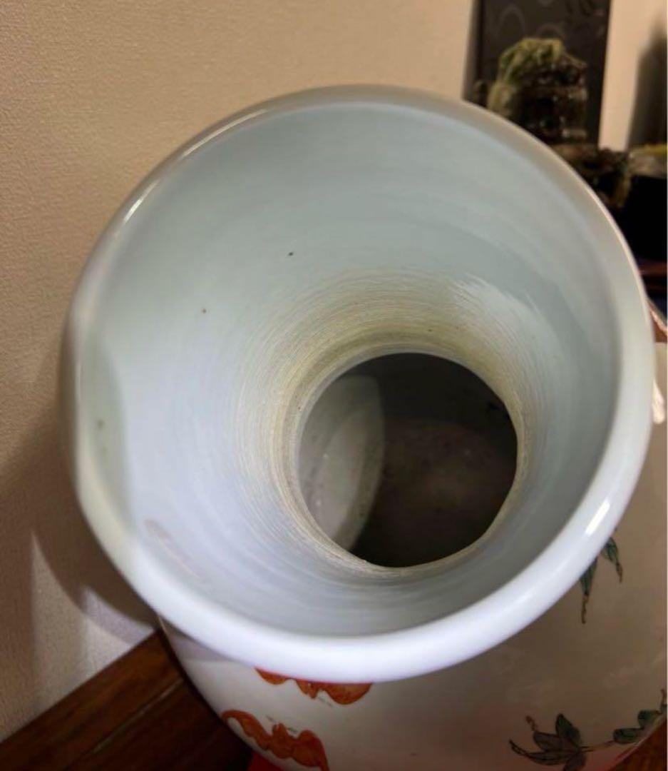 中国 清時代・【大清乾隆年製】・在銘　九個もも特大花瓶 粉彩天球瓶・y303