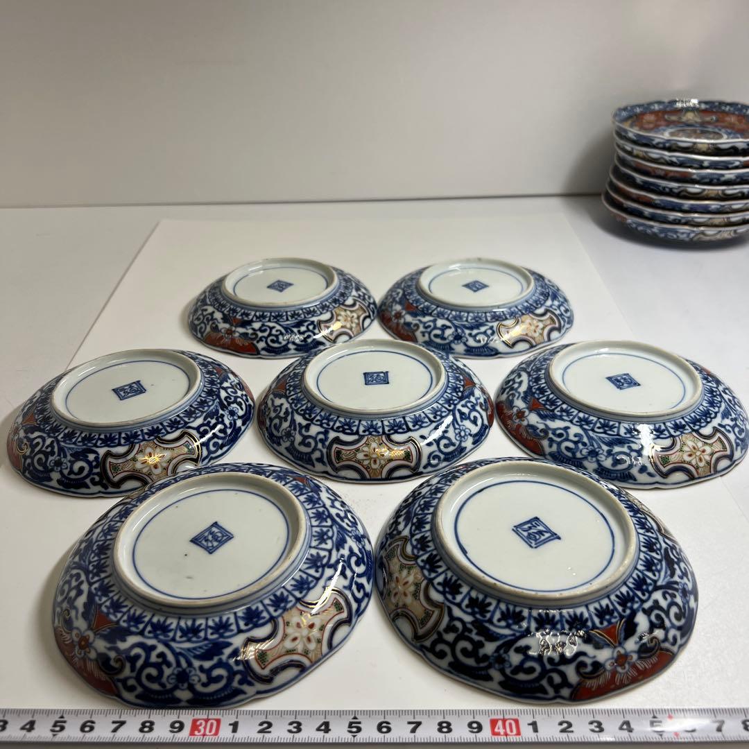 明治初期　極上手　大聖寺伊万里中皿14枚　木箱付　東Y8-0205☆2F