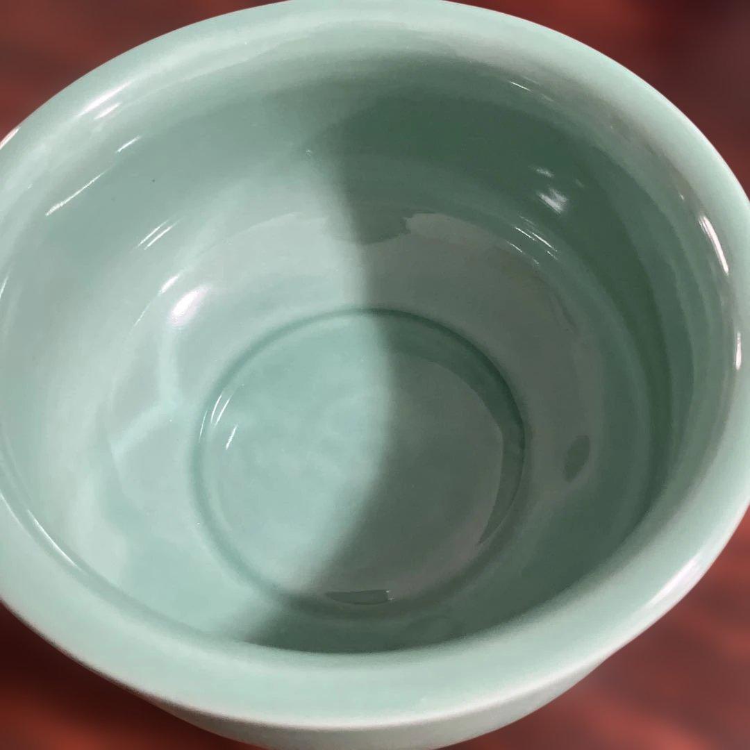 (1-135)青磁 飛青磁 陶器 茶道具セット風炉用柄杓付き