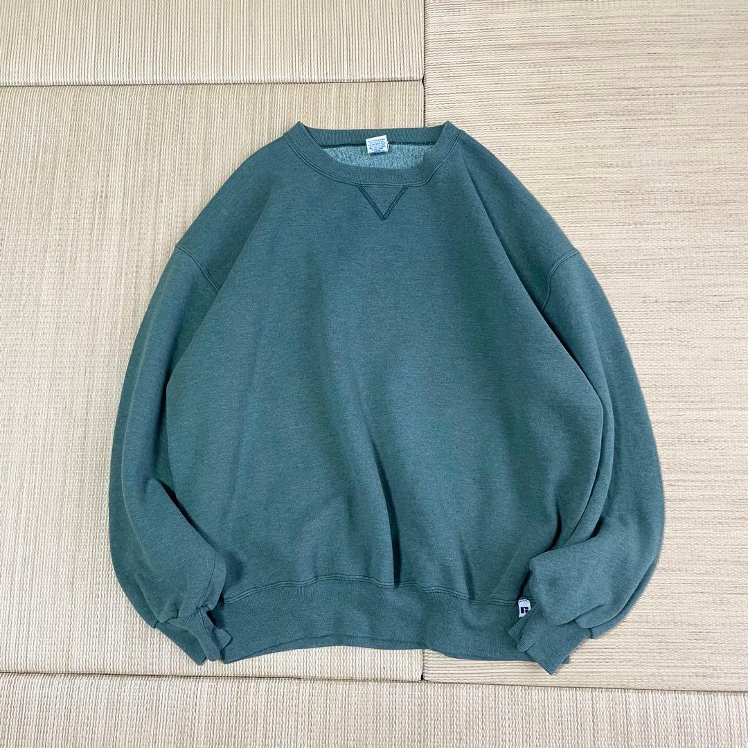 G*l様 90s USA製 ラッセルアスレチック 無地 スウェット 杢グリーン