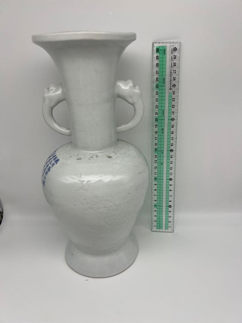 中国元明朝染付白釉龍文梅瓶染付骨董 美術品コレクション唐物江戸青磁アンティーク