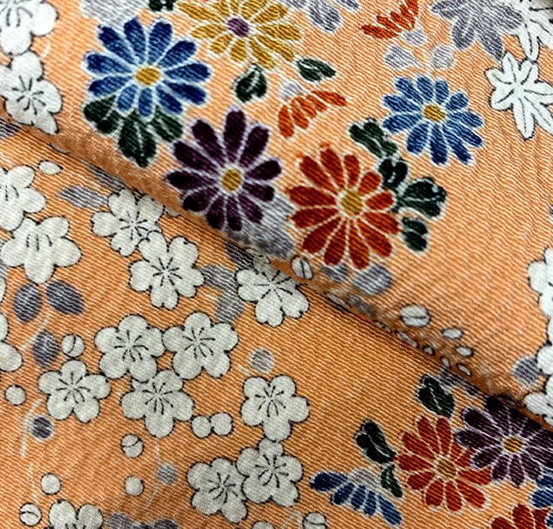 508ag25□七五三 七歳 女児 着物&丸帯 小花柄 淡いオレンジ□美品