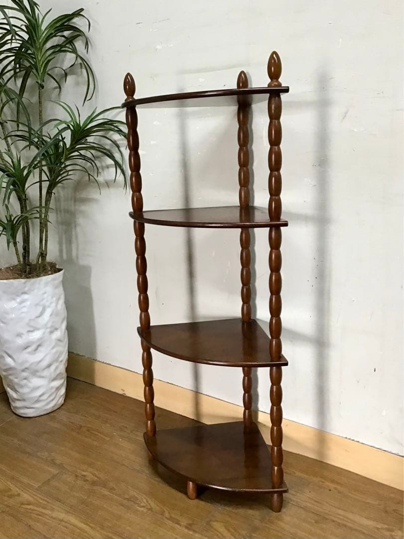 サクパン☆管302☆ナジコ☆Najico ☆コーナーシェルフ☆4段木製