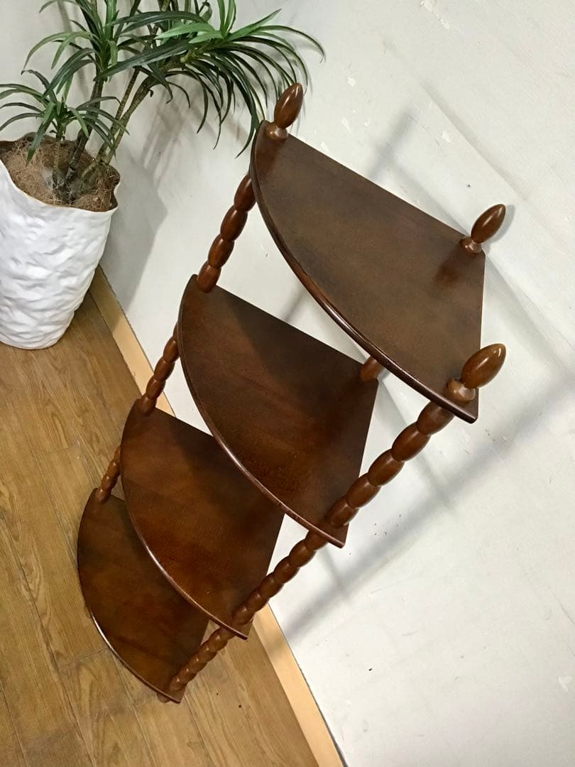 サクパン☆管302☆ナジコ☆Najico ☆コーナーシェルフ☆4段木製