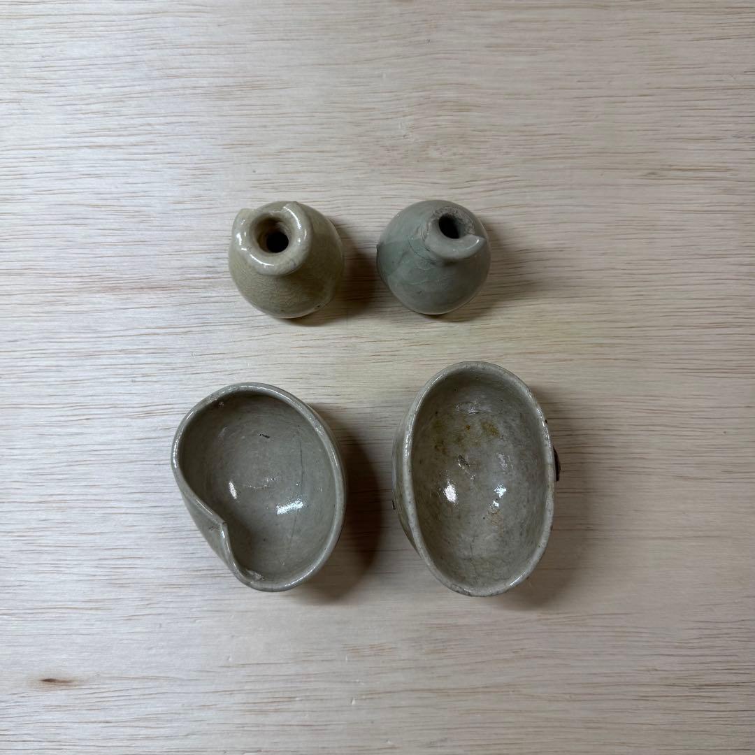 古美濃 古瀬戸 盃 小徳利 涙壺 灰釉 江戸時代 御深井 太白 古常滑 古美術