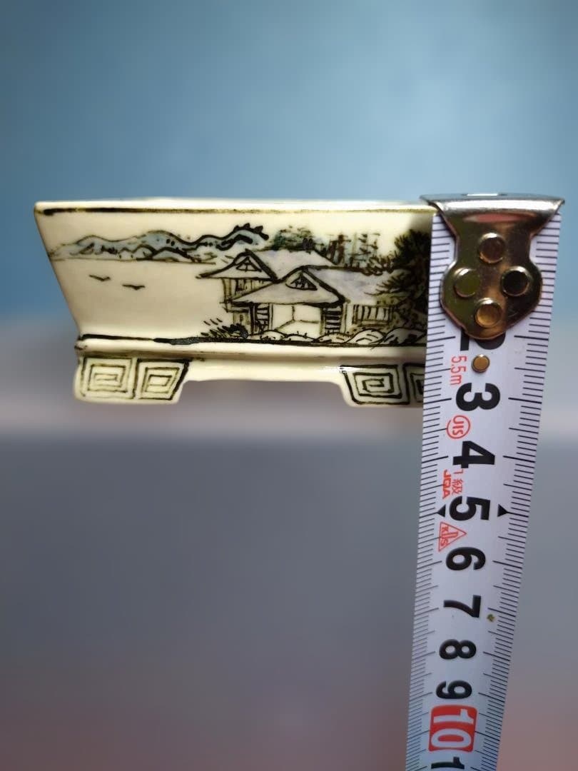 山水画陶器鉢