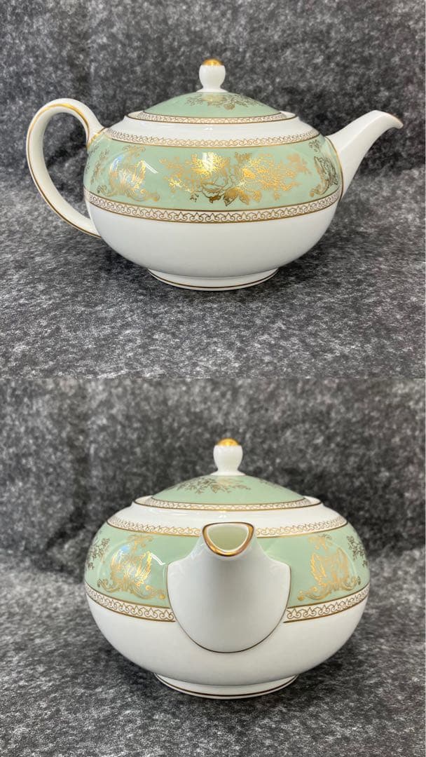 大人気☆ウェッジウッド☆コロンビア☆セージグリーン☆ティーセット☆金彩☆グリーン
