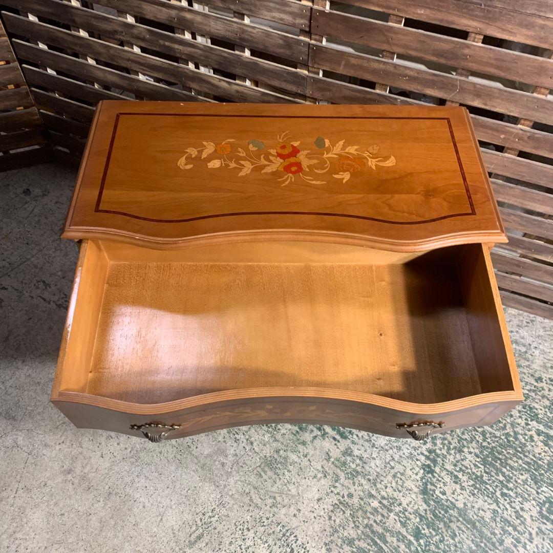 K530 猫脚 ヨーロッパ家具 象嵌細工 3段チェスト アンティーク家具