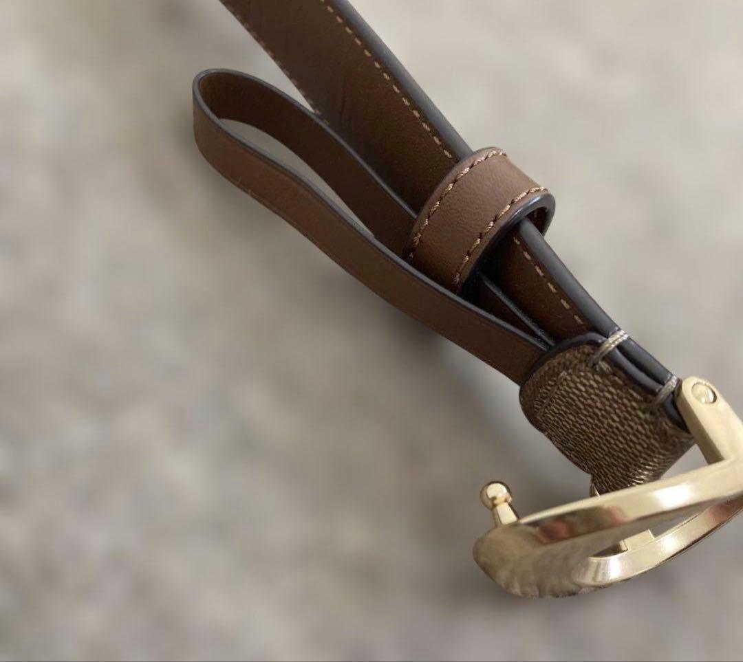 コーチ ロゴパターン ベルト ブラウン/ベージュ　Sサイズ　保存袋付きモノグラム