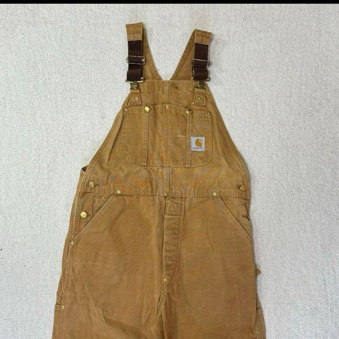 USA製 カーハート ダック地 ダブルニー オーバーオール ブラウン w36