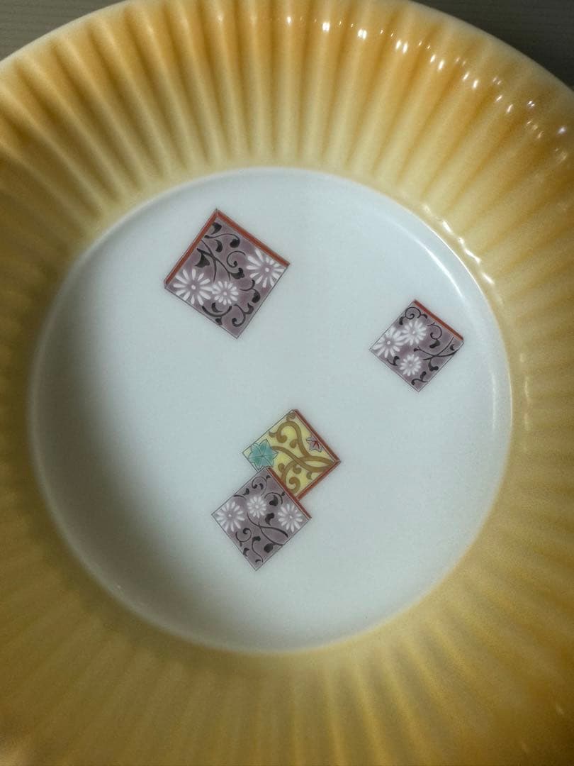 2507 深川製磁　黄紫小花紋　鉢　2客　未使用