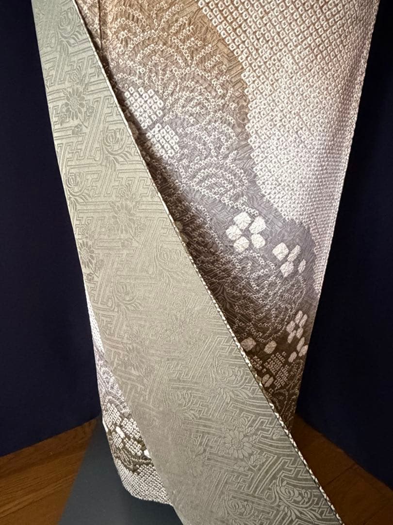 【総絞訪問着】本疋田絞り極上品　道長手絞り手染め　LLサイズ