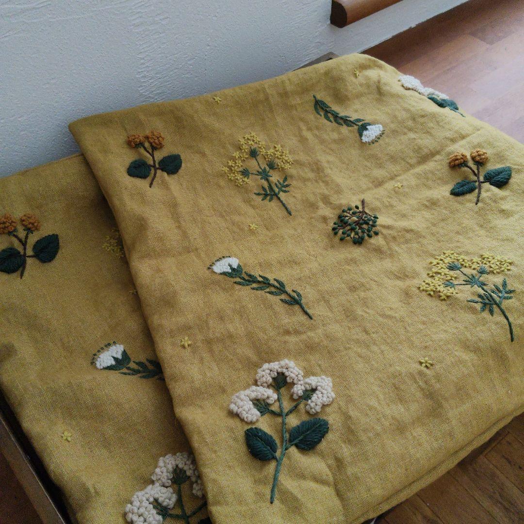 【りん様オーダー専用ページ】リネン刺繍　クッションカバー　マルチクロス